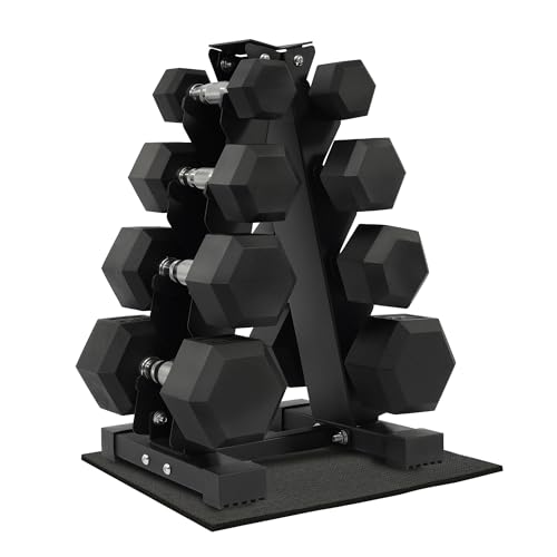 Rubber Encased Hex Dumbbell Set with Rack G57318