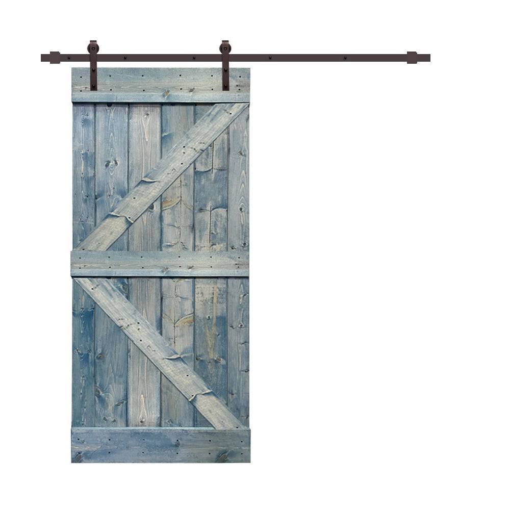 Stained Wood Sliding Barn Door with Hardware Kit C550736