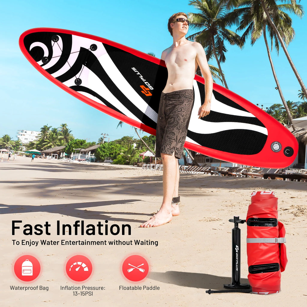 11' Inflatable Stand Up Paddle Board with Bag Paddle Pump Red Z2074