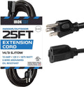 Black Oil Resistant 25 Ft Extension Cord 14/3 SJTOW Pack of 2 E774
