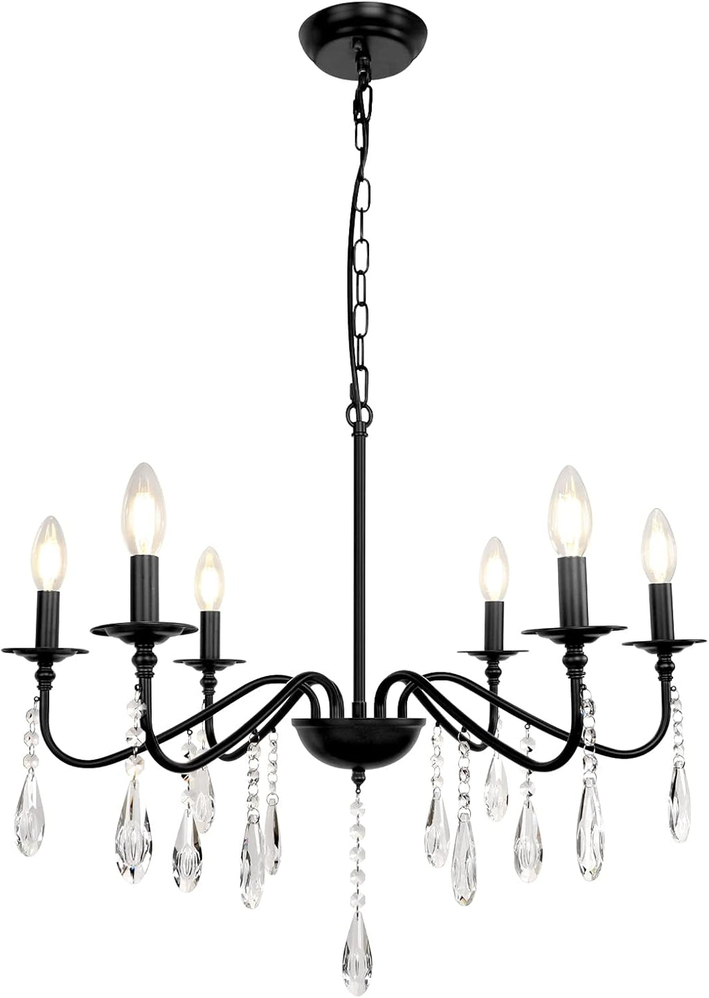 6 Lights Black Crystal Chandelier Q4303