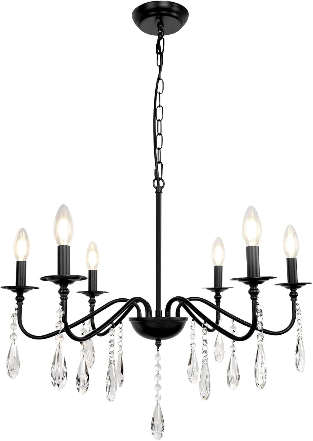 6 Lights Black Crystal Chandelier Q4303
