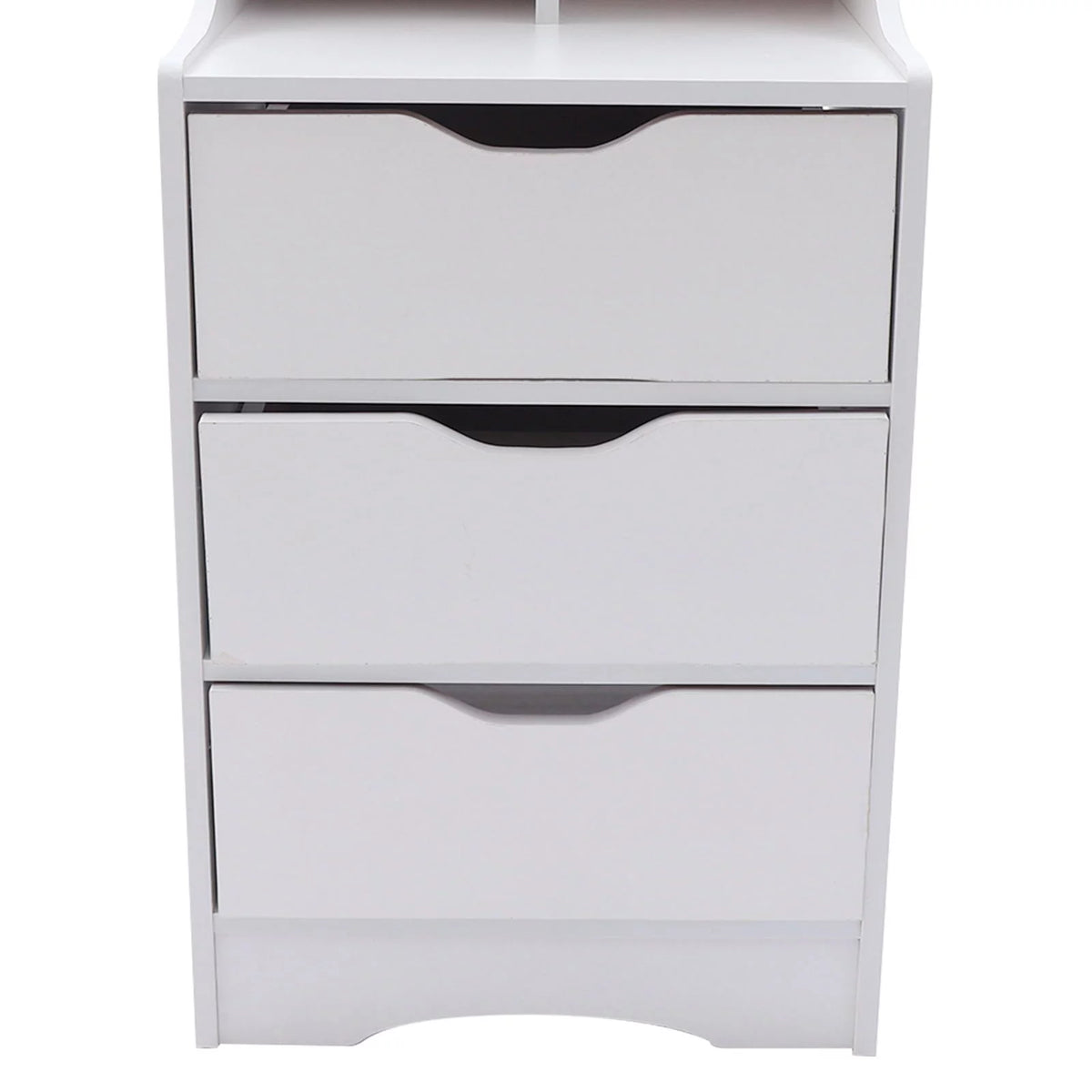 3 Drawer White Wood Nightstand F9483