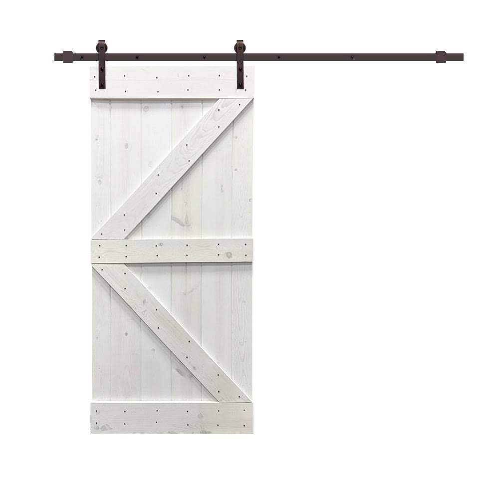 Stained Wood Sliding Barn Door with Hardware Kit C550736