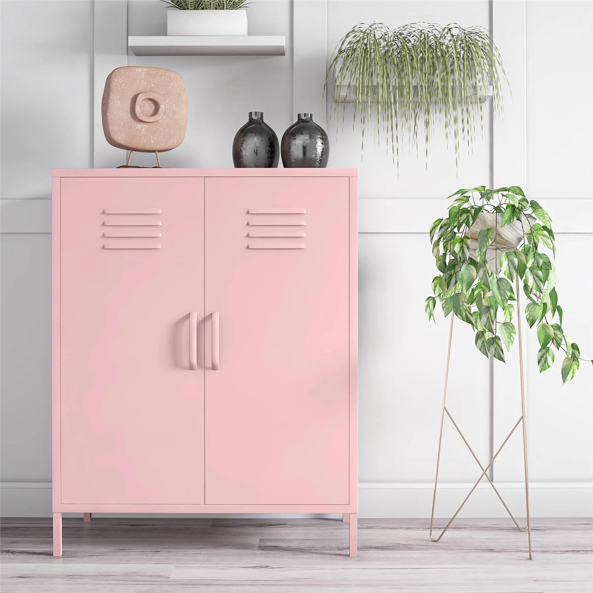 2 Door Metal Locker Style Storage Accent Cabinet A50476