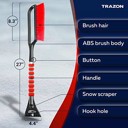 27" Snow Brush & Ice Scrapers with Foam Grip, Detachable, Gray H868