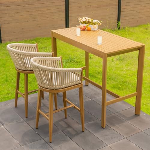 3 Pieces Outdoor Counter Height Bar Stools Set J694