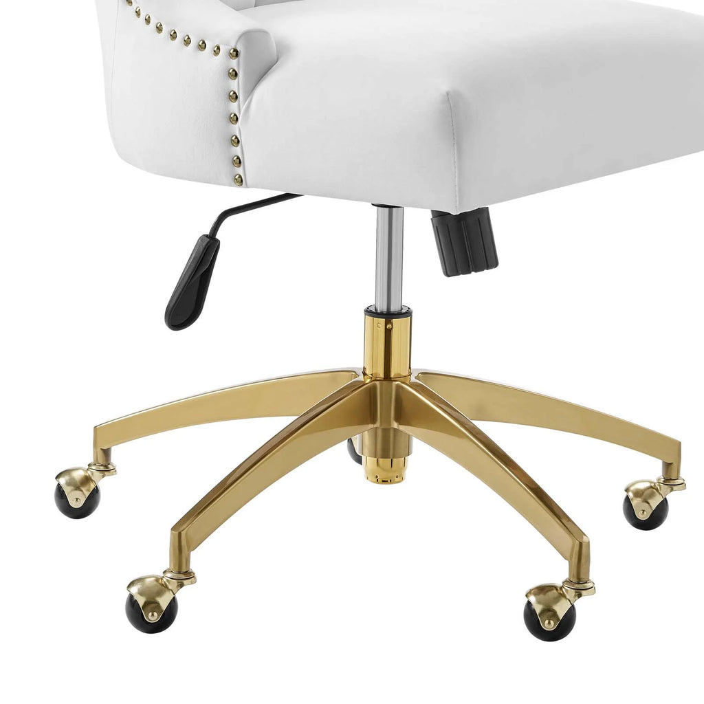 White Gold Channel Tufted Velvet Office Chair Z109929
