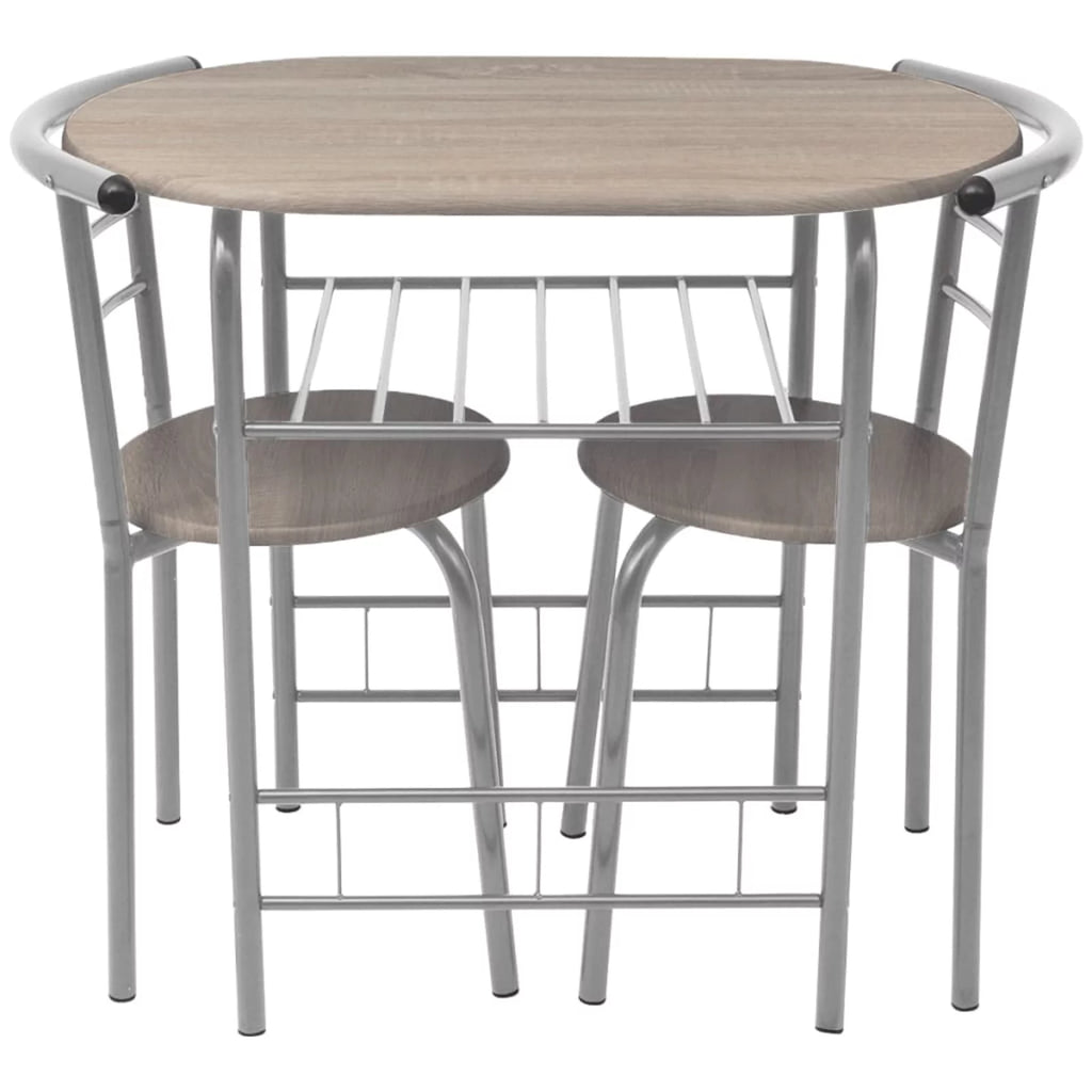 3 Piece MDF Breakfast Table with 2 Stool Chairs Iron Frame P167