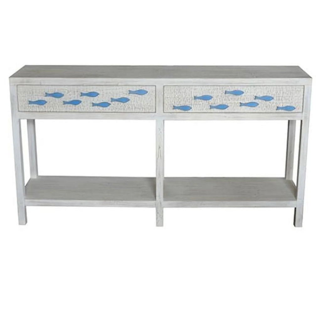 Antique White 2 Drawer Console V7302