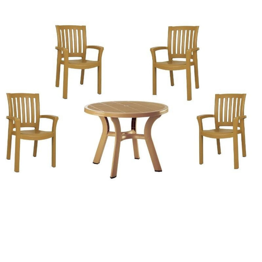 White 5 Piece Resin Patio Table and 4 Chairs V397