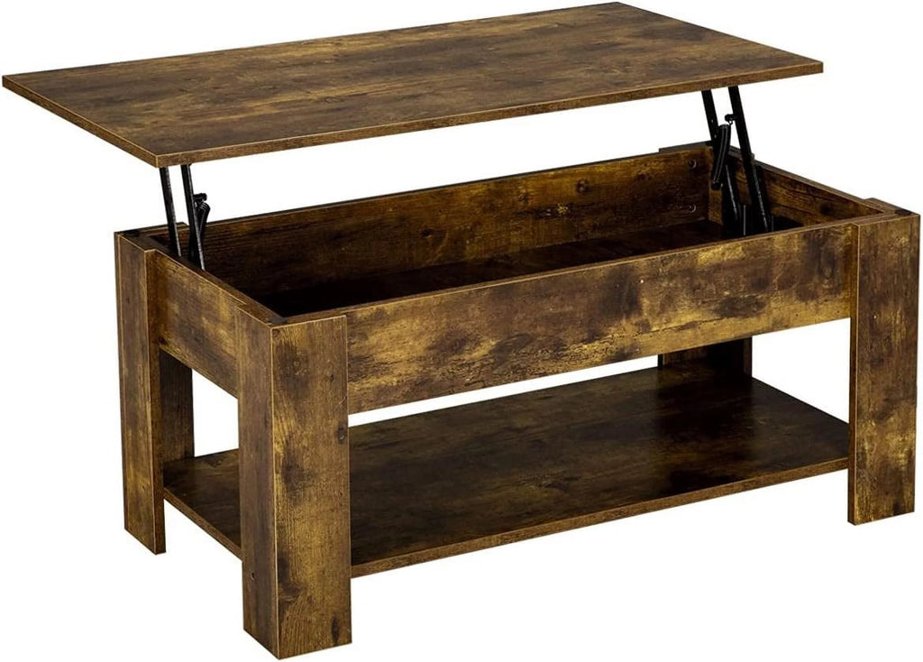Lift Top Coffee Table with Hidden Compartment & Storage Shelf Q399