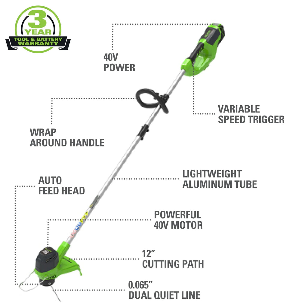 40V 12 String Trimmer with Battery & Charger A7333