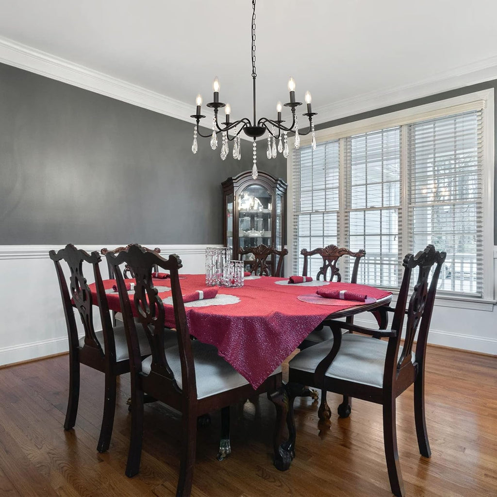 6 Lights Black Crystal Chandelier Q4303