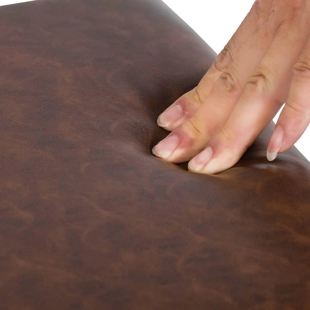 Dark Brown Faux Leather Square Footstool T17741