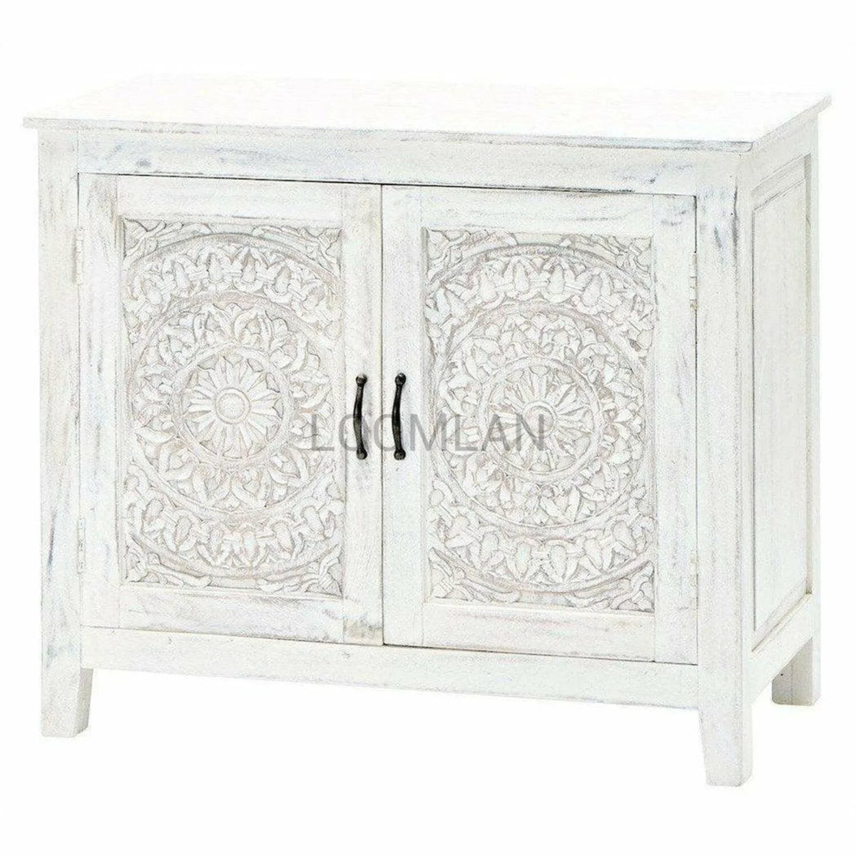 White Hand Carved Accent Cabinet G585