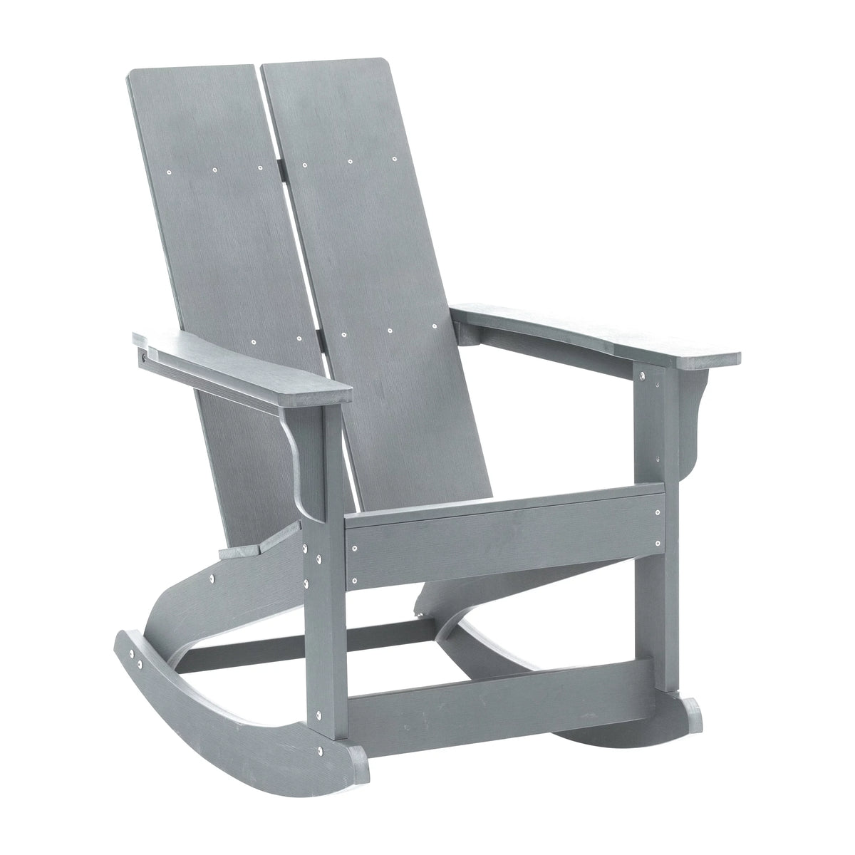 Gray 2-Slat Poly Resin Rocking Adirondack Chair S464