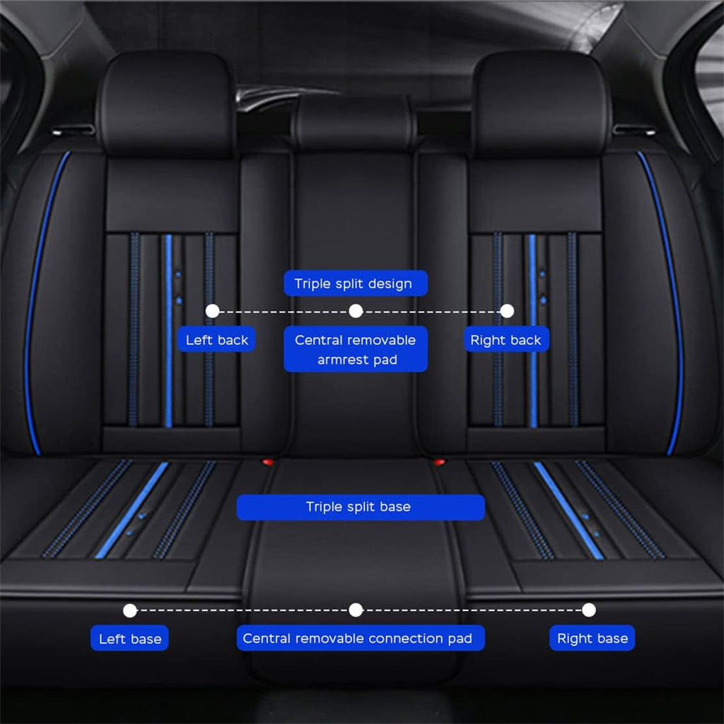 Car Seat Covers 5-Seat Waterproof All Weather Black Blue G403552
