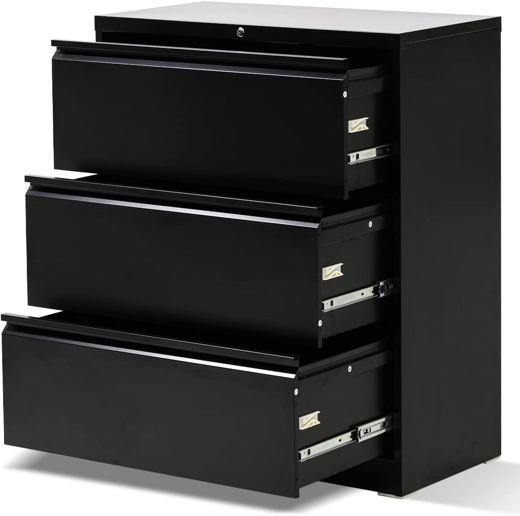 White 3 Drawer Lateral File Cabinet with Lock P677068