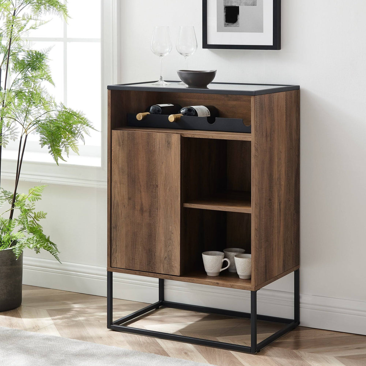 Glass Top 1-Door Bar Cabinet Q3791