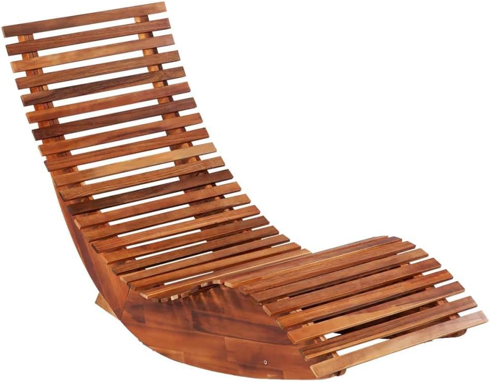 Solid Acacia Wood Rocking Sun Loungers Brown W314414