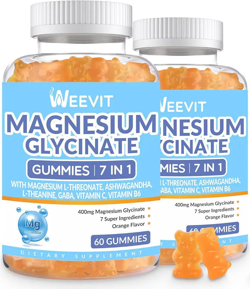 Sugar-Free Magnesium Glycinate Gummies 400mg with Magnesium L-Threonate 200mg, Ashwagandha, L-Theanine, GABA, Vitamin C, B6 P70423