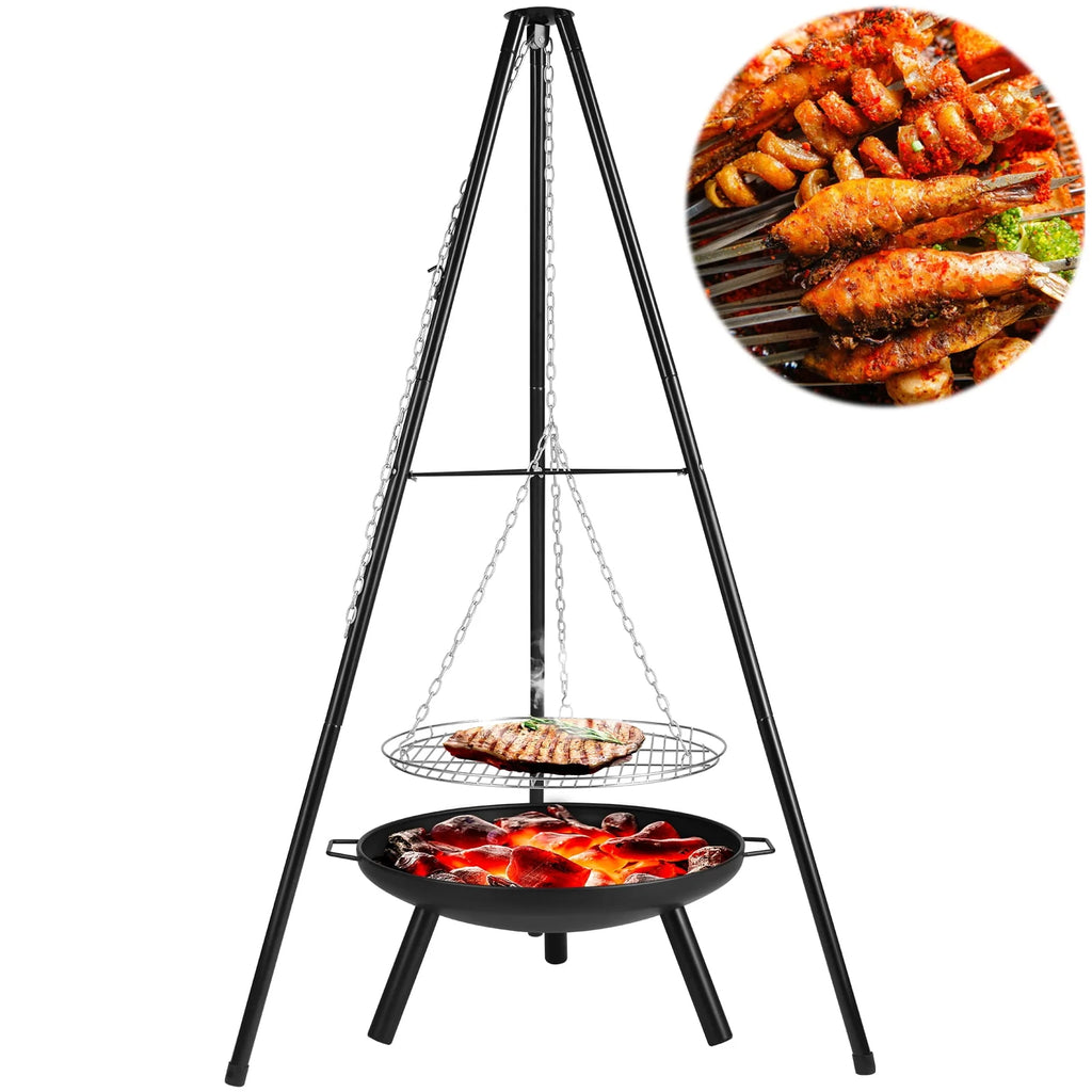 Charcoal Grill, 45.28-Inch Portable Offset Smoker with Wheels & Thermometer D663703