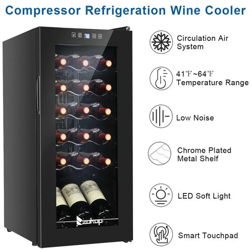 18 Bottle Compressor Wine Cooler with Digital Control J5661