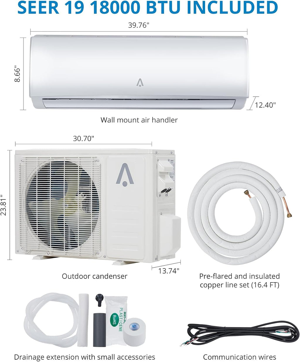 18,000 BTU Split Air Conditioner and Heating System T681