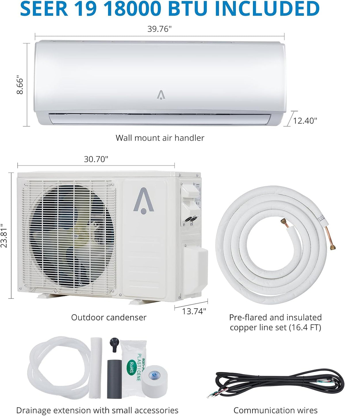 18,000 BTU Split Air Conditioner and Heating System T681