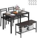 Dining Table Set for 4 with 2 Chairs 1 Bench Rustic Brown M203