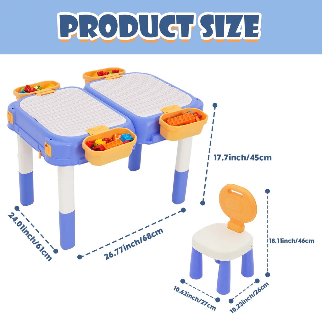 Kids Table and Chairs Set with Blocks V913