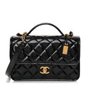 Quilted Small Top Handle Flap Black K162
