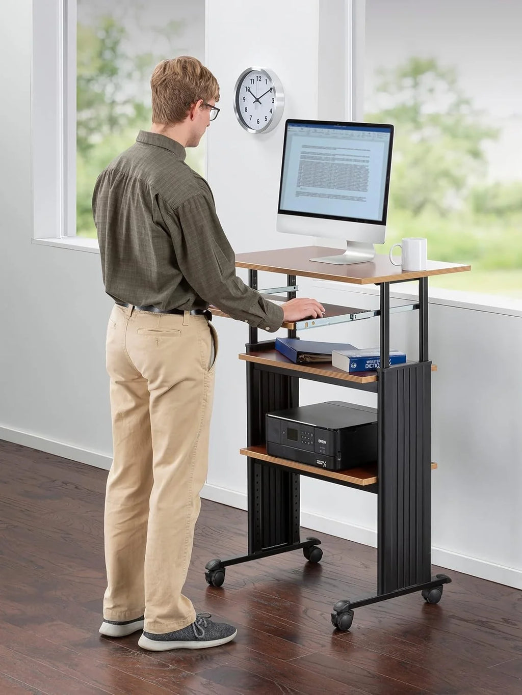 Height-Adjustable Desk with Keyboard Storage and 4 Wheels P745505