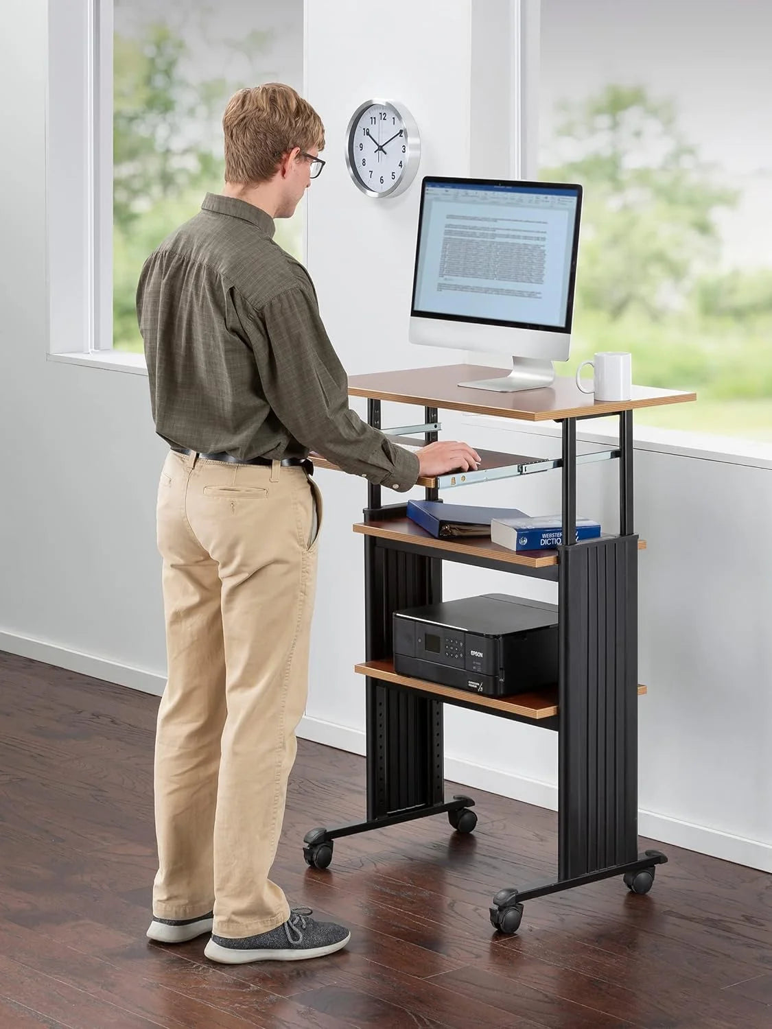 Height-Adjustable Desk with Keyboard Storage and 4 Wheels P745505