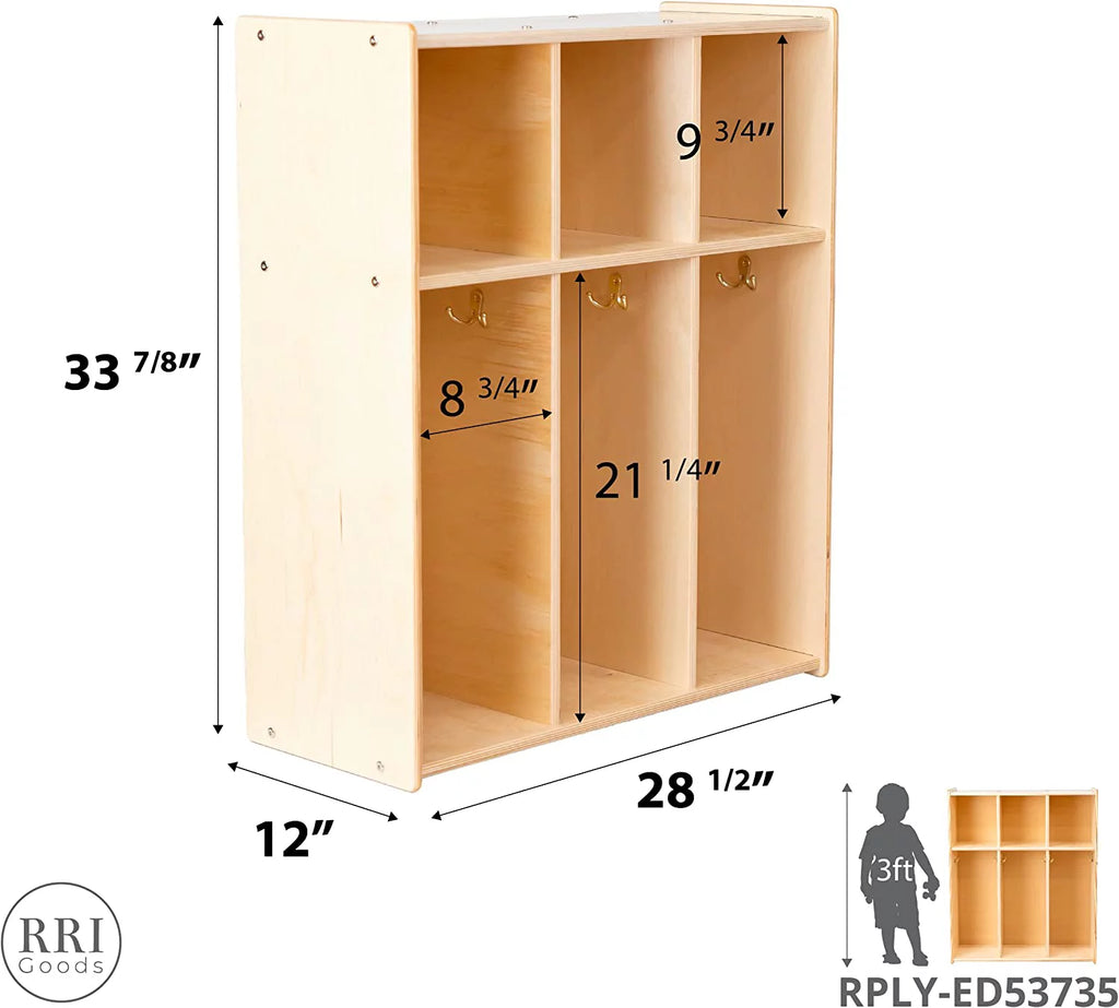 Wooden 3-Section Coat Locker Cubby Rack N892636