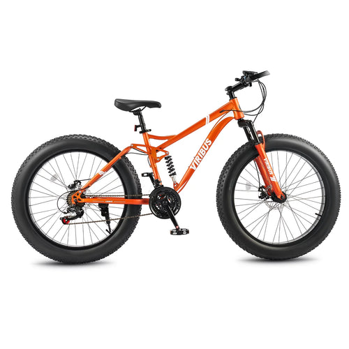26 Mountain Bike 21 Speed Full Suspension Fat Tire Orange W928797