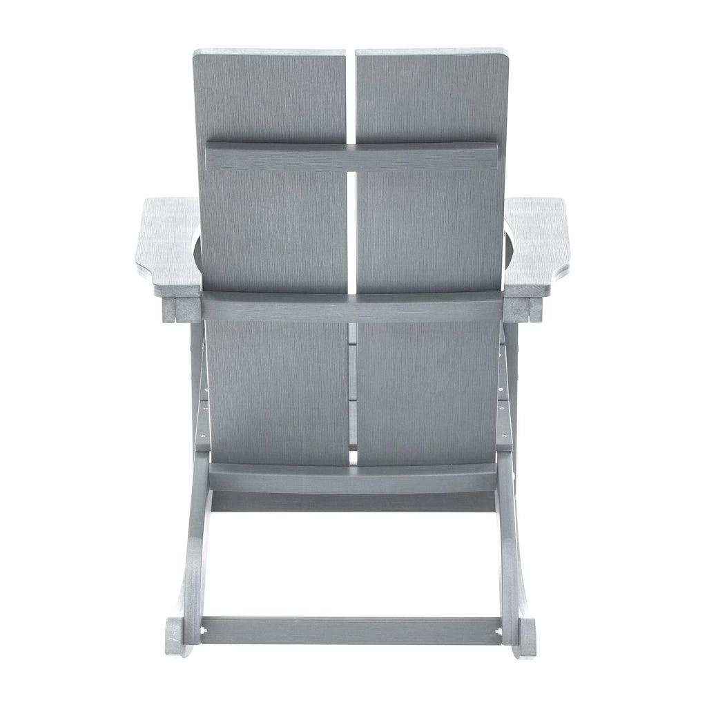 Gray 2-Slat Poly Resin Rocking Adirondack Chair S464
