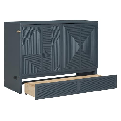 Full Size White Solid Pine Murphy Bed Cabinet with USB Ports W21392