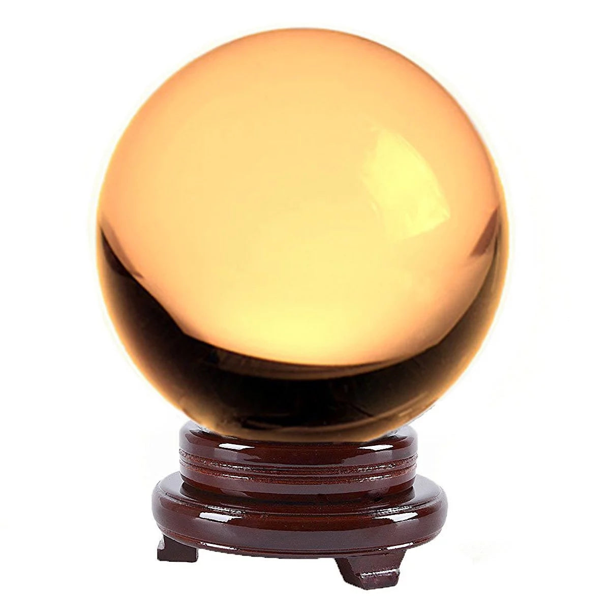 Yellow 4.2 inch Crystal Ball with Wooden Stand A1876