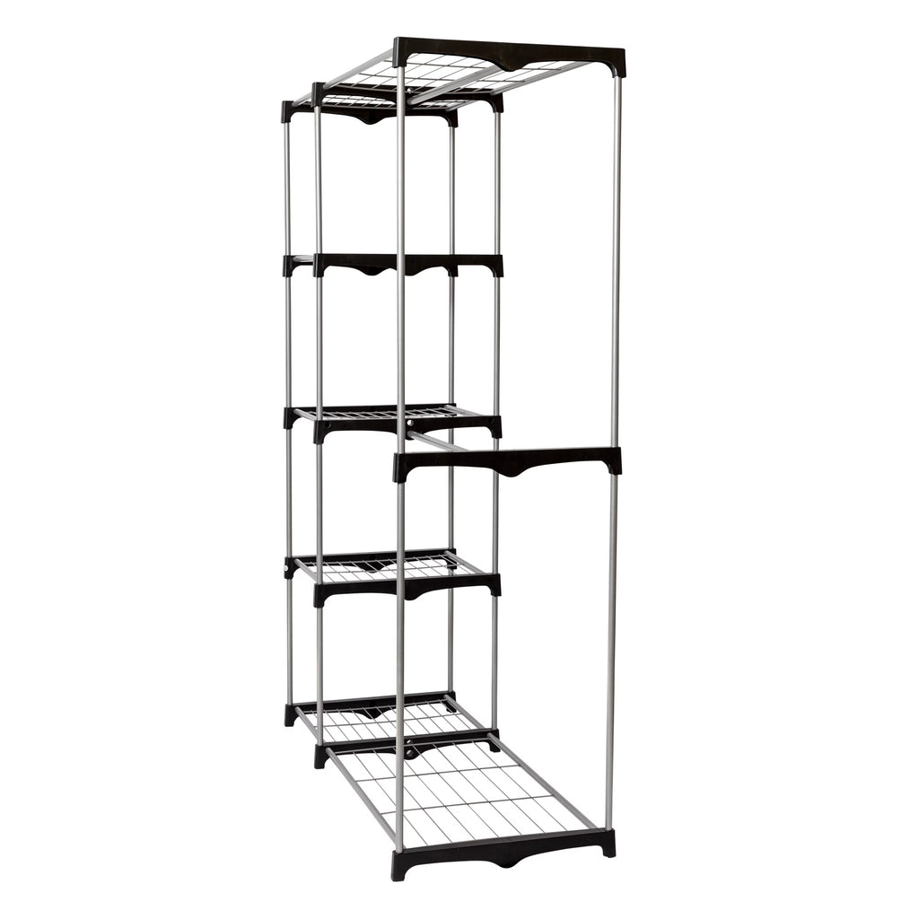 Steel and Plastic Double Rod Freestanding Closet with 4 Shelves E7690