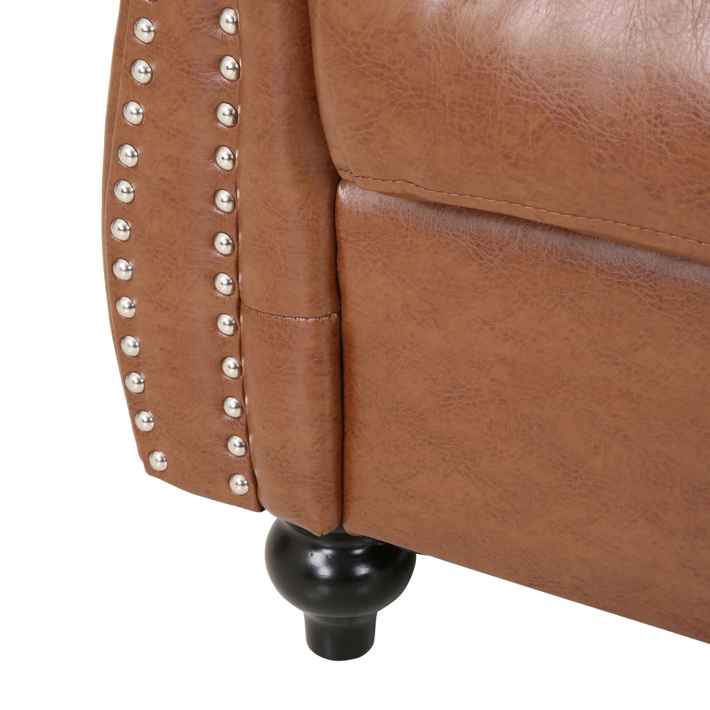 Cognac Brown Faux Leather Loveseat W836468