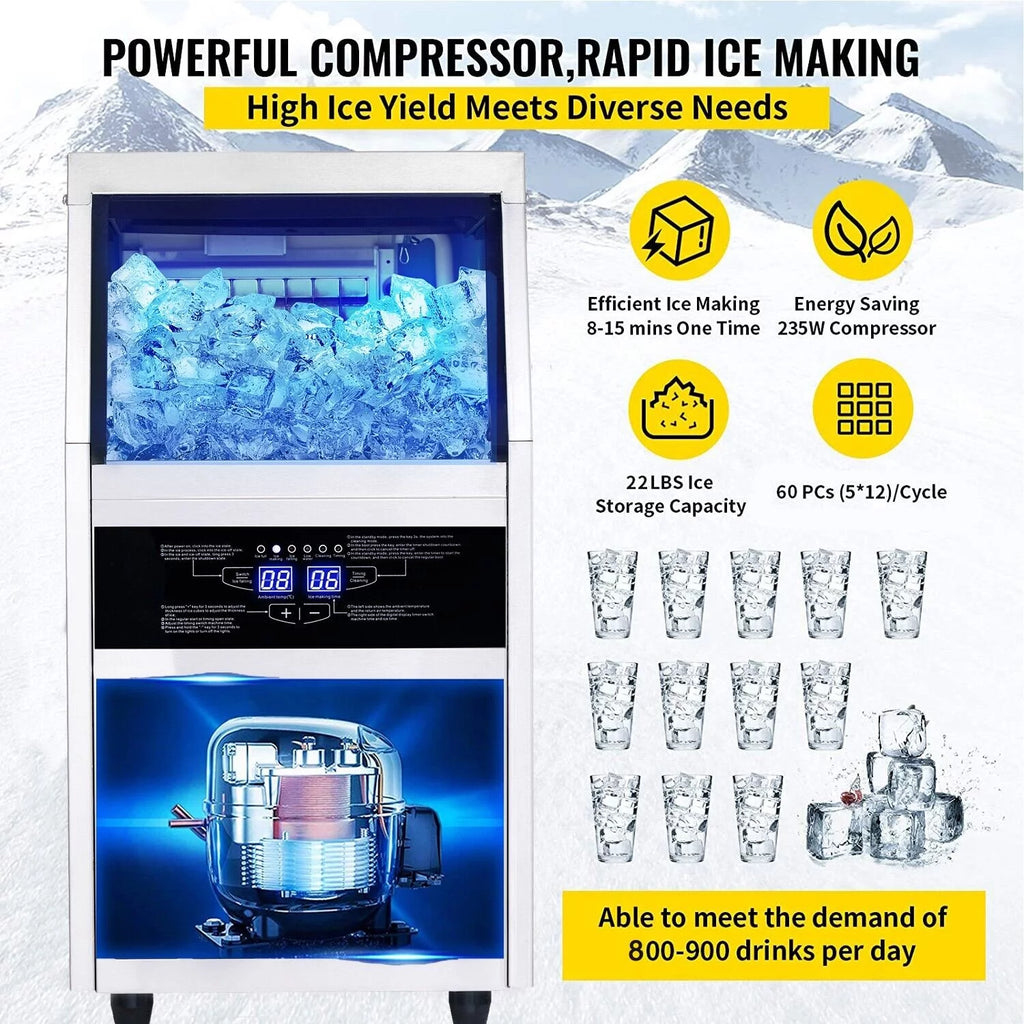Commercial Ice Maker 150lb Stainless Steel Cube Machine S486