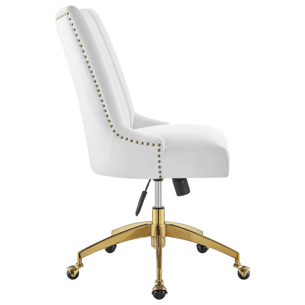 White Gold Channel Tufted Velvet Office Chair Z109929