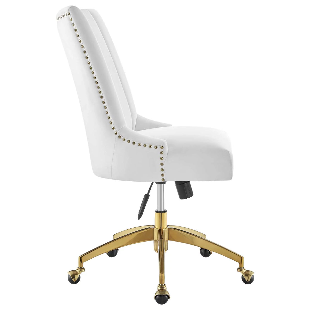 White Gold Channel Tufted Velvet Office Chair Z109929