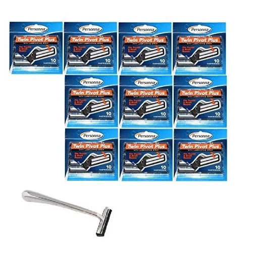 Chrome Handle + Twin Pivot Plus Razor Cartridges with Lubricating Strip 10 ct A71286