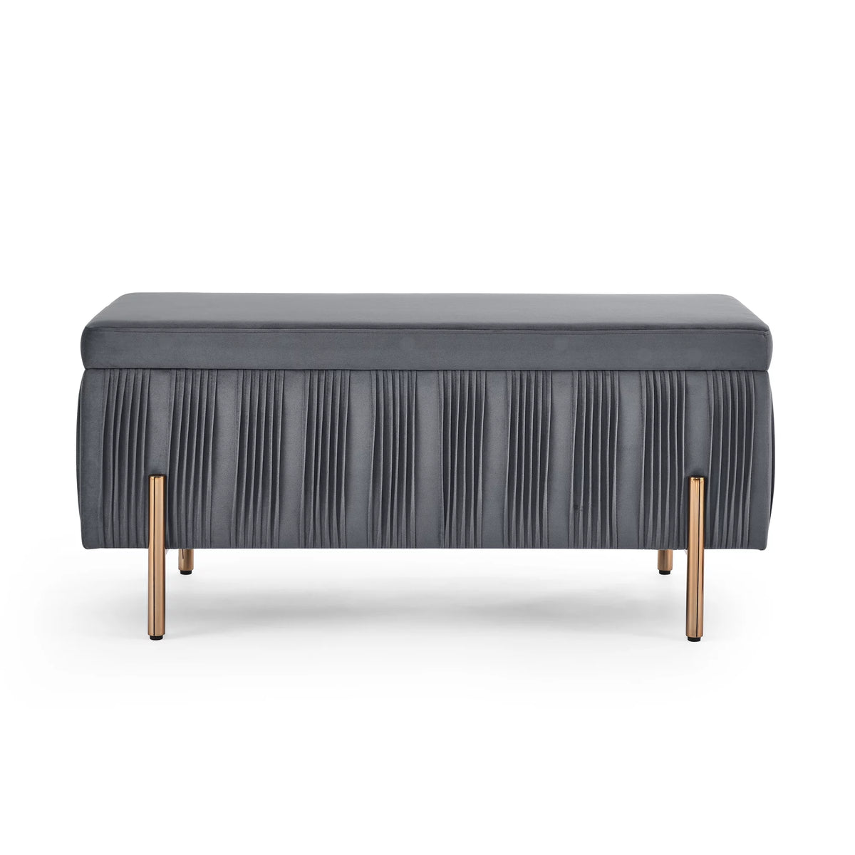 Grey Velvet Upholstered Storage Bench X289041