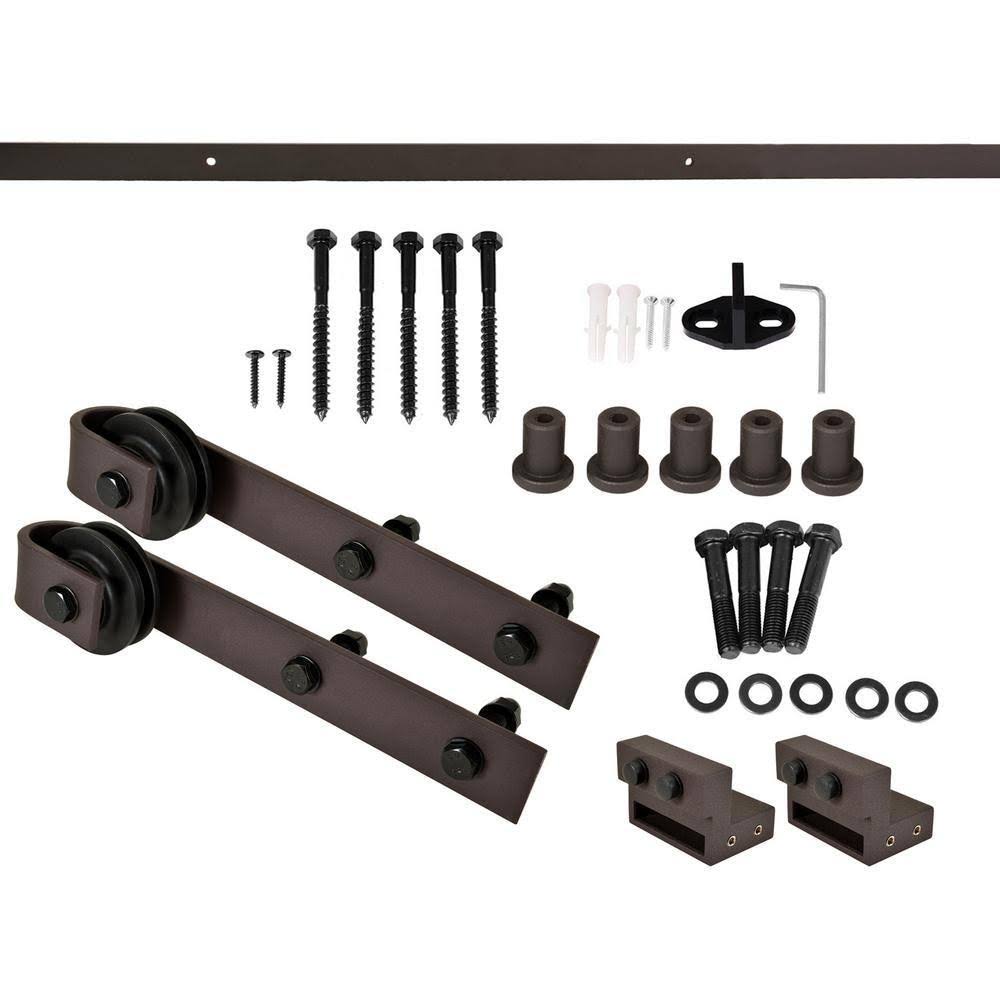Stained Wood Sliding Barn Door with Hardware Kit C550736