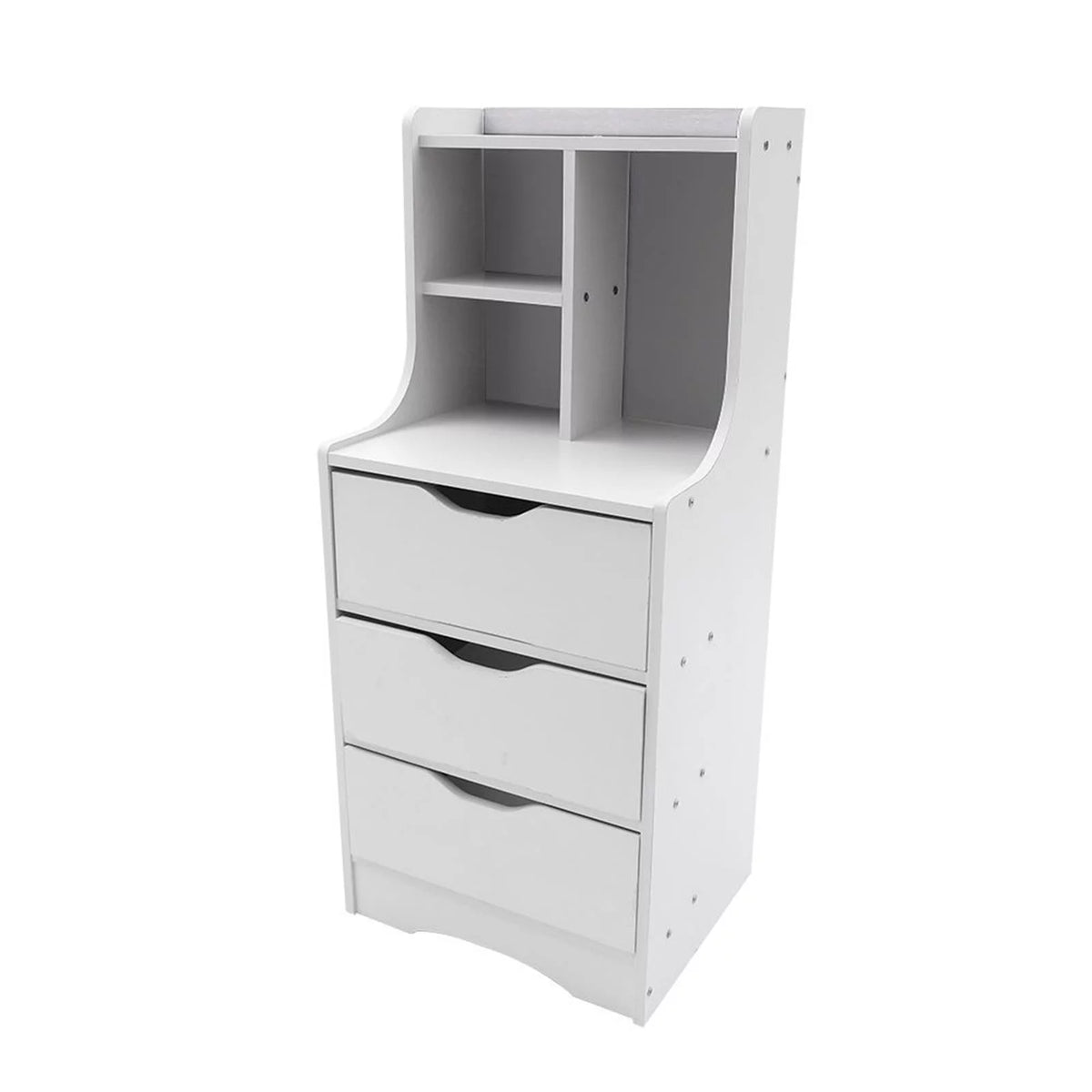 3 Drawer White Wood Nightstand F9483