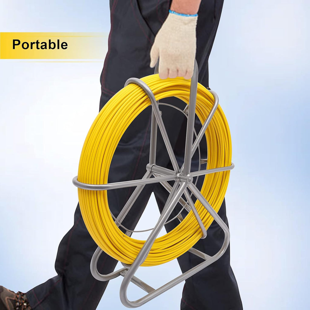 425FT Fiberglass Fish Tape with Wheel Stand I9205